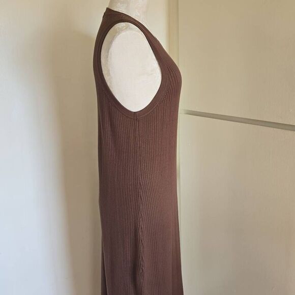 Madewell Slvls Ribbed Knit Midi Dress in Brown, Round Neck, NWOT, XL - Picture 4 of 9